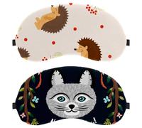 2 PCS Funny Cats Floral Happy Birthday Sleep Mask for Side Sleeper Men Women, Light Blocking Eye Mask Cover Eyeshade with Adjustable Strap, Night Blindfold