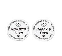 2 Pcs Funny Decision Coin for New Parents,Gifts for Mum Dad,Flip Coin Decision,Newborn Baby Gifts,Stainless Steel Commemorative Coins, Personalised BabyGifts,Anniversary(Silver)