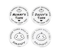 2 Pcs Funny Decision Coin for New Parents, Includes 2 Coin Storage Boxes, Gifts for Mum Dad，Newborn Baby Gifts，Flip Coin Decision，Mother's Day, Funny,Birthday