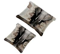 2 PCS Funny Elephant Break The Wall Pocket Cosmetic Bag, Self-Closing Shrapnel Makeup Pouch, Portable No Zipper Mini Travel Make Up Bag for Coin Lipstick Cosmetics Earphones Jewelry Organizer