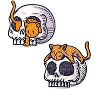 2 Pcs Funny Ghost/Cat Patch Iron On Patches for Clothing Thermoadhesive Patches On Clothes for Jackets Backpacks Jeans Hats DIY