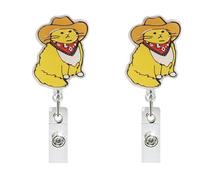2 Pcs Funny Goose Nurse Doctor Badge Reel with Alligator Clip, Cute Animal Medical Badge Holder with Retractable Clip, Nurse Week Accessory(15 Yellow Cats)