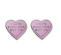 2 Pcs Funny Heart Enamel Pin - “I Hate Everyone But Us” Cute Romantic Lapel Pin for Couples, Valentine’s Day Gift, Anti-Social Humor Badge for Jacket, Backpack, Accessories
