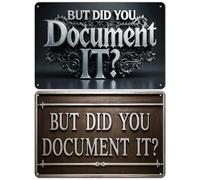 2 PCS Funny Office Metal Tin Sign - But Did You Document It - Vintage Wall Decor Decoration Plaque Poster for Home Office House Room Ideal Gift for Coworkers Programmers Engineers 8×12 Inch