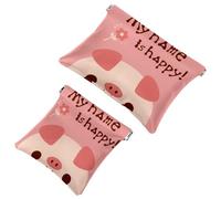 2 PCS Funny Pig My Name is Happy Pocket Cosmetic Bag, Self-Closing Shrapnel Makeup Pouch, Portable No Zipper Mini Travel Make Up Bag for Headphones Coin Lipstick Cosmetics Earphones Jewelry Organizer