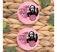 2 PCS Funny Pink Ghost Car Cup Holder Coaster - Cute Ceramic Cup Holder for Valentine's Day, Halloween - Horror Skull Face Automotive Spooky Accessories Drinks Coaster Mat for Women, Men