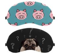 2 PCS Funny Pugdog Question Mark Sleep Mask, Light Blocking Sleeping Eye Mask for Women Men, Night Blindfold, Breathable Eye Mask Cover