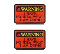 2 PCS Funny Saying Warning:I Have No idea What i am Doing Red Meme Biker Patch Embroidered Hook and Loop Embroidery Emblem for Clothes, Backpack, Jacket, Jeans,Vest,Animal Harness
