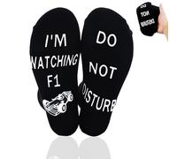 2 PCS Funny Socks Men,Formula 1 Gifts for Men F1 Merchandise Black Socks, F1 Gifts for Men DO NOT DISTURB I'M WATCHING, Funny Socks Mens Give to Gift for Family Friends Motogp Lovers
