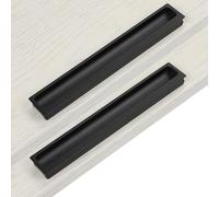 2 Pcs Furniture Handles invisible Recessed for Windows Cabinet Handles Aluminum alloy Drawer Knob Hidden Flush Sliding Door Pull Concealed Door Levers Cupboard knockers (Hole Pitch 160mm,Black)