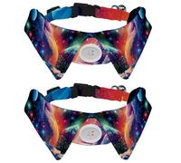 2 PCS Galaxy Universe Planet Shirt Style Paw Dog Collar, Adjustable Bow tie Dog Collar, Elegant Pet Bowties for Small Puppy and Cats, Length 11.2-12.2 Inches
