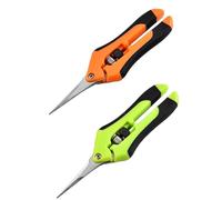 2 Pcs Garden Pruning Shears, Professional Straight Tip Garden Secateurs Stainless Steel Gardening Scissors for Potted Plant, Flowers, Tree (Green + Orange)