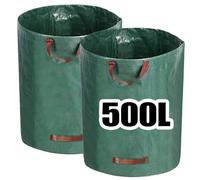2 Pcs Garden Waste Bags Reusable Garden leaves Heavy Duty Waterproof Large Bag with Handles Ideal for Collecting Storage Waste, Trash Debris, Leaves and Grass(500 L)