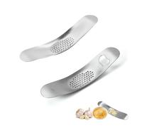 2 Pcs Garlic Crusher, Stainless Steel Garlic Press Rocker, Easy to Clean Garlic Press Crusher for Kitchen, Efficient Garlics Grinder for Cooking, Manual Garlics Press for Kitchen, Silver