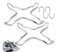 2 PCS Gas Ring Reducer, Stainless Steel Gas Hob Pan Support with Hook, Trivet Stove Top Wok Support Pot Gas Stove Cross Rack for Coffee Maker Pot (10 x 10 cm)
