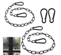 2 Pcs Gate Chain Lock,Black Metal Chain ,Stainless Steel Gate Link Chain Lock with 2 Detachable Carabiners for Outdoor Fences, Pet Cages, Horse Goat Cow Corrals(20 Inch and 24 Inch)