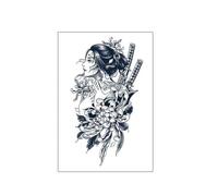 2 PCS Geisha Herbal Tattoo Stickers Waterproof Men'S Juice Samurai Stickers Japanese-Style Flower Arm Temporary Tattoos