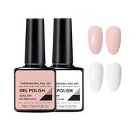2 Pcs Gel Nail Polish Set,Nude Pink & White Gel Nail Polish Kit,French Manicure Nail Polish,Milky White & Pink Nail Varnish,UV LED G/el Na/il Po/lish Sets for Spring Summer,DIY Na/il Art