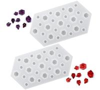 2 Pcs Gems Silicone Mold 3D Diamond Fondant Mold, Clear Silicone Mini 3D Diamond Epoxy Casting Molds for Making Clay Resin Epoxy Crafting Projects