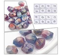 2 Pcs Gemstone Resin Silicone Moulds,Diamond Crystal Shape,Suitable for Making Jewelry,Necklace,Key Pendant,Artwork,Candy,Cake and Jelly