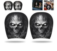 2 Pcs Ghost Face Mask Car Headrest Covers, Scary Funny Head Rest Cover for Cars, Funny Spooky Ghostface Car Accessories, Halloween Auto Decor, Stretchy Fit, Machine Washablea，Black-5