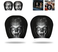 2 Pcs Ghost Face Mask Car Headrest Covers, Scary Funny Head Rest Cover for Cars, Funny Spooky Ghostface Car Accessories, Halloween Auto Decor, Stretchy Fit, Machine Washablea，Black-10