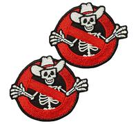 2 PCS Ghostbusters Patch No-Ghost Logo Emblem Tactical Embroidered Funny Morale Badge Hook and Loop Patches for Clothes Biker Uniforms Pouch Jeans Vest Hat Backpack Jacket Armband Pants Bag