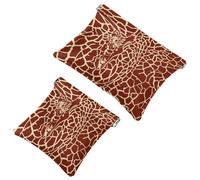 2 PCS Giraffe Skins and Heads Pocket Cosmetic Bag, Self-Closing Shrapnel Makeup Pouch, Portable No Zipper Mini Travel Make Up Bag for Headphones Coin Lipstick Cosmetics Earphones Jewelry Organizer