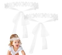 2 Pcs Girl Lace Floral Headband for Wedding Party | Light Floral Pattern, Adjustable Fit and Fray Resistance, Also Worn as Wristbands or Ankle Bands