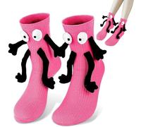 2 PCS Girls Socks Funny Odd Socks Kids, Cute Hand In Hand Funny Gifts for Women Lovers Friends Sisters (Rose Red)