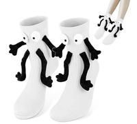 2 PCS Girls Socks Funny Odd Socks Kids, Cute Hand In Hand Funny Gifts for Women Lovers Friends Sisters (White)