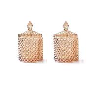 2 Pcs Glass Candy Jar with Lid Decorative Candy Bowl Crystal Covered Storage Jar