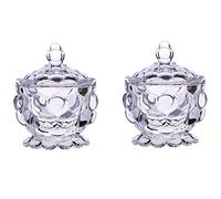 2 Pcs Glass Candy Jar with Lid Decorative Candy Bowl Crystal Covered Storage Jar