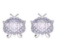 2 Pcs Glass Candy Jar with Lid Decorative Candy Bowl Crystal Covered Storage Jar