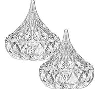 2 Pcs Glass Candy Jar with Lid Decorative Candy Bowl Crystal Covered Storage Jar