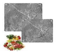 2 PCS Glass Chopping Board(40x30cm&30x20cm), Kitchen Worktop Protector Sink Chopping Board, Heat Resistant-Marble Effect Multifunctional Cutting Board for Kitchen Chopping, Countertop Protection(Grey)