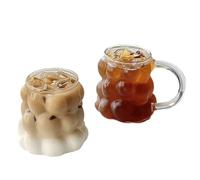 2 PCS Glass Cups with Handle, Grape Shaped Glass, Grape Shaped Drinking Glasses, Transparent Iced Coffee Cups, Cute Creative Glass Cups for Water, Soda, Juice, Beverage