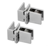 2 Pcs Glass Door Hinges Clamp Set for Bathroom Shower Cabinets Silver Finish Fits 5 8mm Glass Wood Metal Plates (90 degrees)