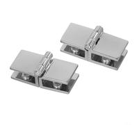 2 Pcs Glass Door Hinges Clamp Set for Bathroom Shower Cabinets Silver Finish Fits 5 8mm Glass Wood Metal Plates (180 degrees)