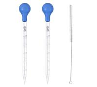 2 Pcs Glass Pipette Dropper 10ml Glass Graduated Dropper Pipette Pipette Lab Dropper Glass Liquid Pipette with Rubber Suction Ball Cleaning brush for Laboratory Food Research School of Medicine