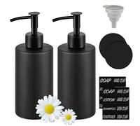 2 Pcs Glass Soap Dispenser, 350 ml Refillable Pump Dispenser for Hand Washing/Dishsoap, Detergent Bottle, Vintage Soap Dispenser, with 2 Coasters+1 Funnel + 2 Label Papers