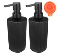 2 Pcs Glass Soap Dispenser Bottle with Pump, 350ml/12oz Glass Hand Soap Dispenser, Shampoo and Conditioner Dispensers for Kitchen Bathroom Washing Up Liquid Dish Lotion Bottle(Black)