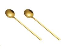 2 Pcs Gold 304 Stainless Steel Coffee Spoons, Stirring Tea Long Handle Gold Teaspoons, Ice Tea Long for Stirring 6.7 Inches Specialty Coffee and Espresso Spoons
