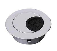 2 Pcs Gold and Plastic Desk Cable Grommet, 48-65mm Universal Wire Hole Cover with Brushed Finish for Office Computer Table(Brushed Silver)