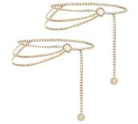 2 Pcs Gold Belt, Gold Chain Belt for Women, Golden Belly Chains, Adjustable Waist Chain Belts, Boho Hip Chains, Boho Waist Chainss for Dresses, Skirts, Pants, Jeans, Wedding Party Christmas Gifts