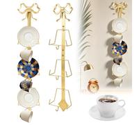 2 Pcs Gold Bow Plate Holders for Displaying 3 Tiers Wall Mounted Tea Cup Display Rack Bow Knot Iron Plate Hanger Stand Decorative Display Shelf for Hanging Photo Frame Art Plaque (24.4 x 4.33 Inch*2)