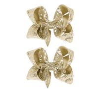 2 PCS Gold Hair Bow, 5 inches Sequin Glitter Sparkle Bow Shiny Gold Hair Clips Hair Accessories for Girls Women