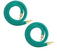 2 Pcs Gold Hook Stanchion Rope 4M Queue Barrier for Events Parties & Casinos Green Velvet Safety Rope Elegant Crowd Control Carpet-Friendly Design