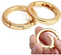 2 Pcs Gold Key Ring Spring O Ring Clip for Purse Strap 1 Inch Round Snap Clip Key Rings Buckles Fasteners Craft Sewing Supplies