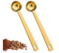 2 Pcs Gold Measuring Spoons, Durable Precision 5g Metal Teaspoon for Protein Powder, Coffee, Collagen & Supplements - Kitchen Accessories with Long Handle